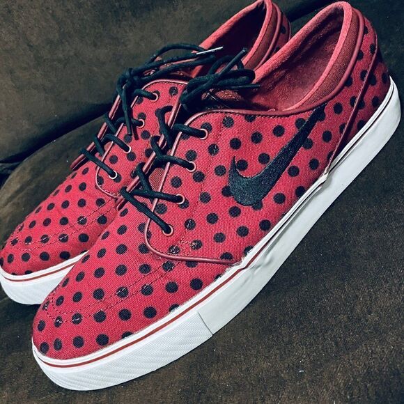 Mint condition NIKE Stefan Janoski Burgundy Black Polka Dot Skateboarding 13 US - Picture 3 of 7